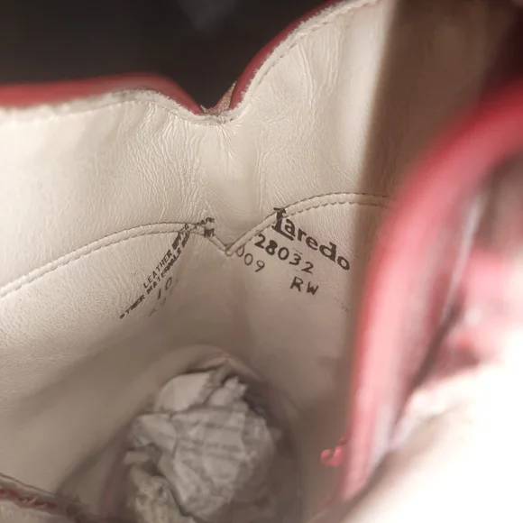 Laredo Red and White Leather Boots - Picture 10 of 13
